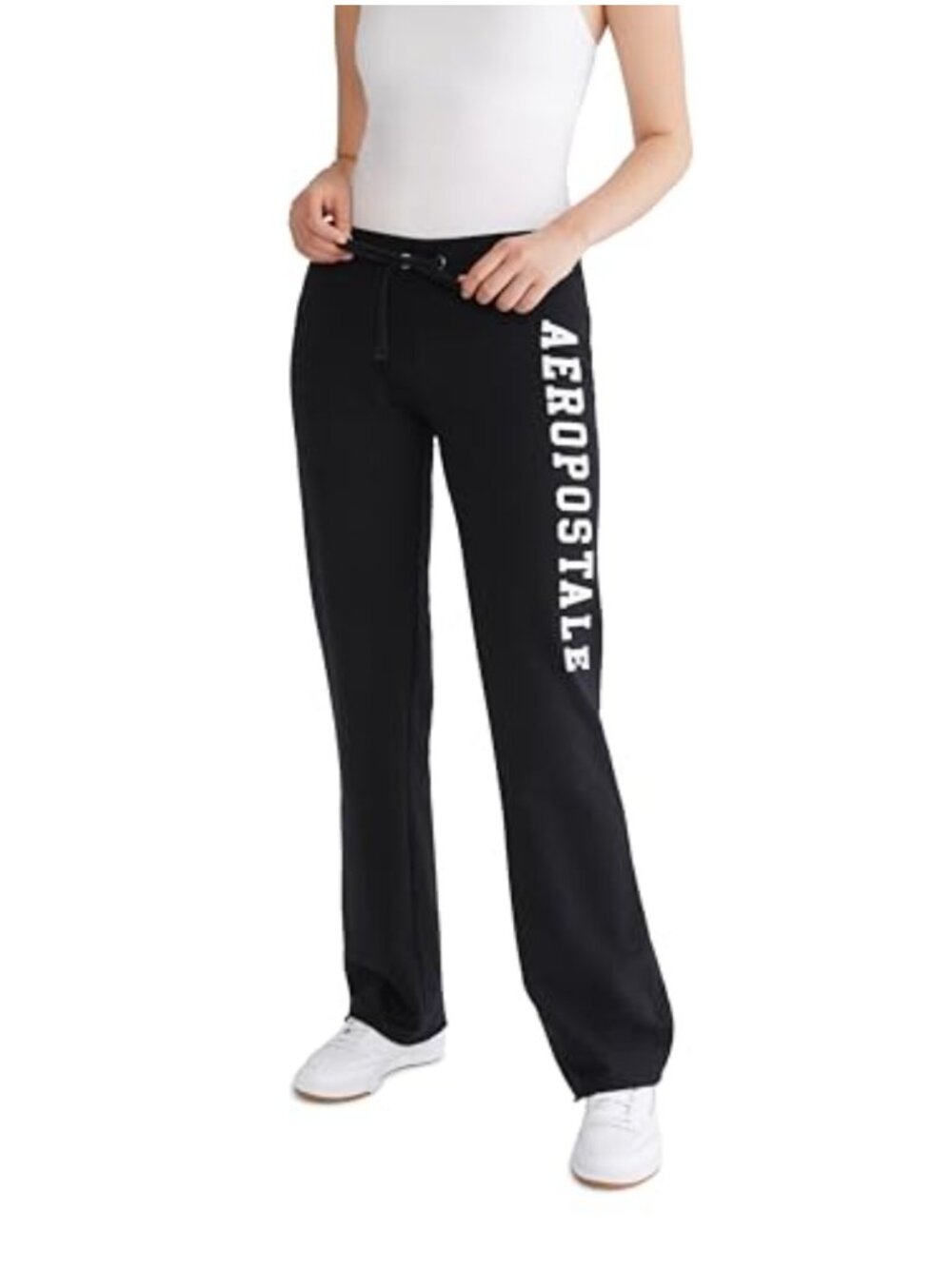 Fit and Flare Sweatpants Stretch Fleece Logo Pull On Flared Casual